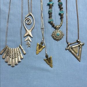 Bohemian Silver and Gold Necklace Collection with Turquoise Accents